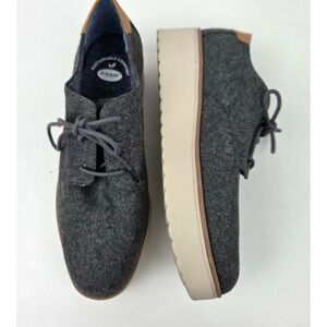 Dr Scholls Womens 8.5M Gray Lillian Platform Oxford Wool Lace up Shoes